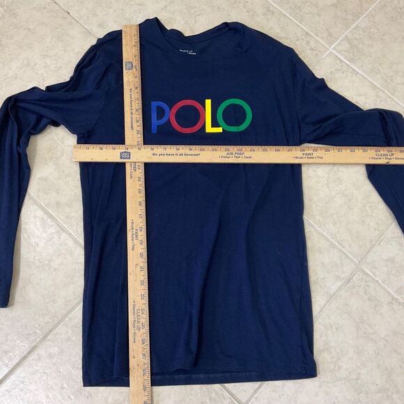 Polo Ralph Lauren Shirt Men's Small Blue Rainbow Logo Spell out Long Sleeve - Picture 4 of 8